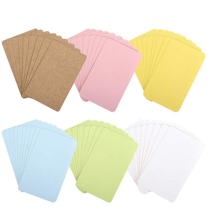 Nettbe 100pcs 3.54"x2" Blank Kraft Paper Business Card, Words Message Notes paper Tags, Mini Craft Cardboard Festival gifts - 6 colors - Image 1